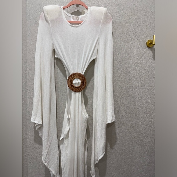Bronx and Banco NWOT Dalia Kimono Knit Cutout Maxi White Dress Coverup Sz S - Picture 4 of 7